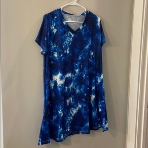Blue and white tie dye t-shirt dress NWOT
